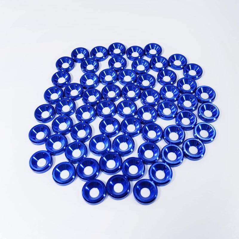 Lagefefe [60PCS] M3 Finishing Countersunk Washers, Anodized Aluminum Alloy, Head Washers Gaskets Cup Shim for Screw RC/FPV/PC/Drone/Mechanical Accessories Parts, Blue - Image 2